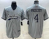 Men's Dallas Cowboys #4 Dak Prescott Grey Pinstripe With Patch Cool Base Stitched Baseball Jersey,baseball caps,new era cap wholesale,wholesale hats
